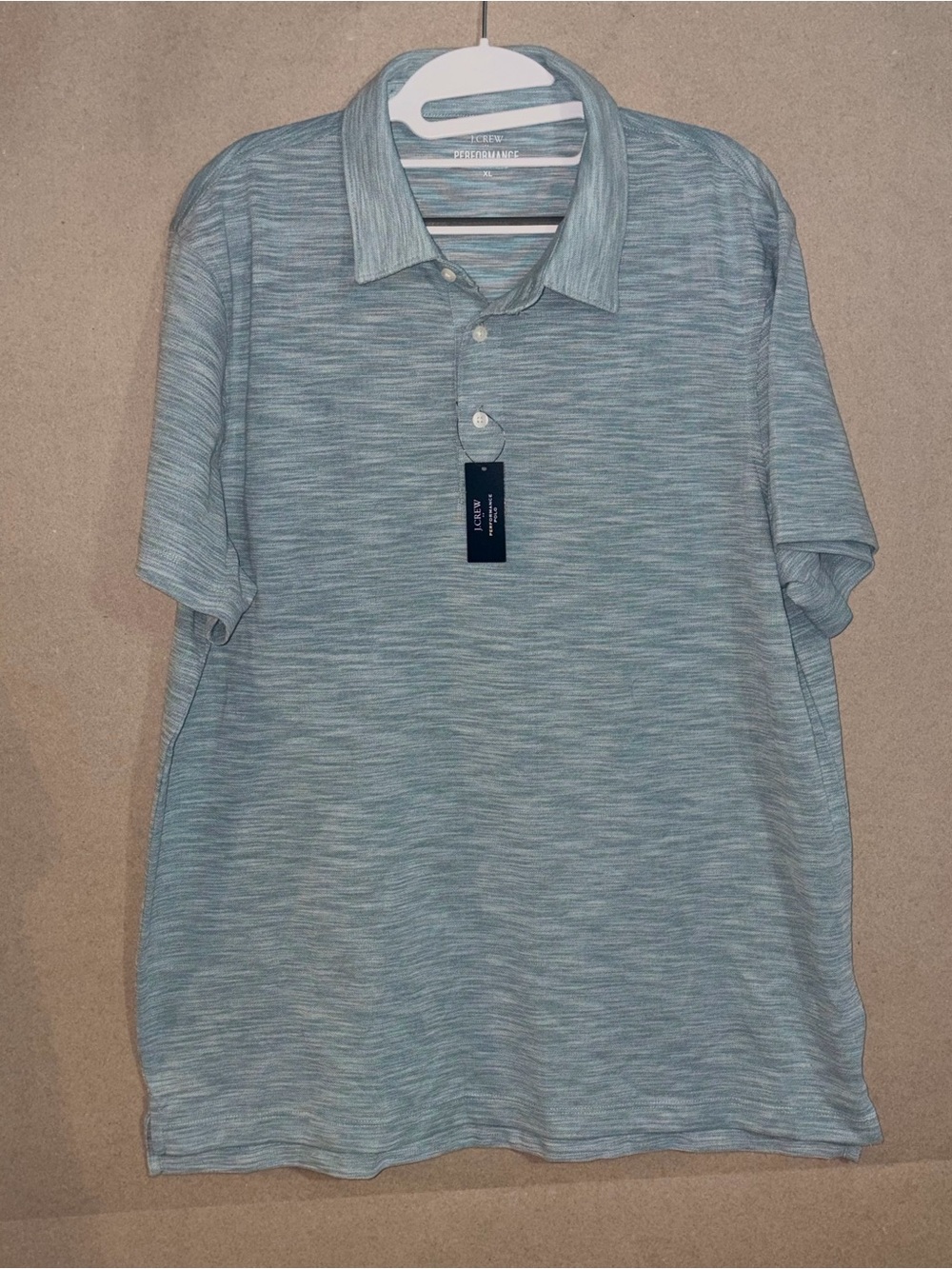 J. Crew Men's Heathered Light Green Polo Shirt